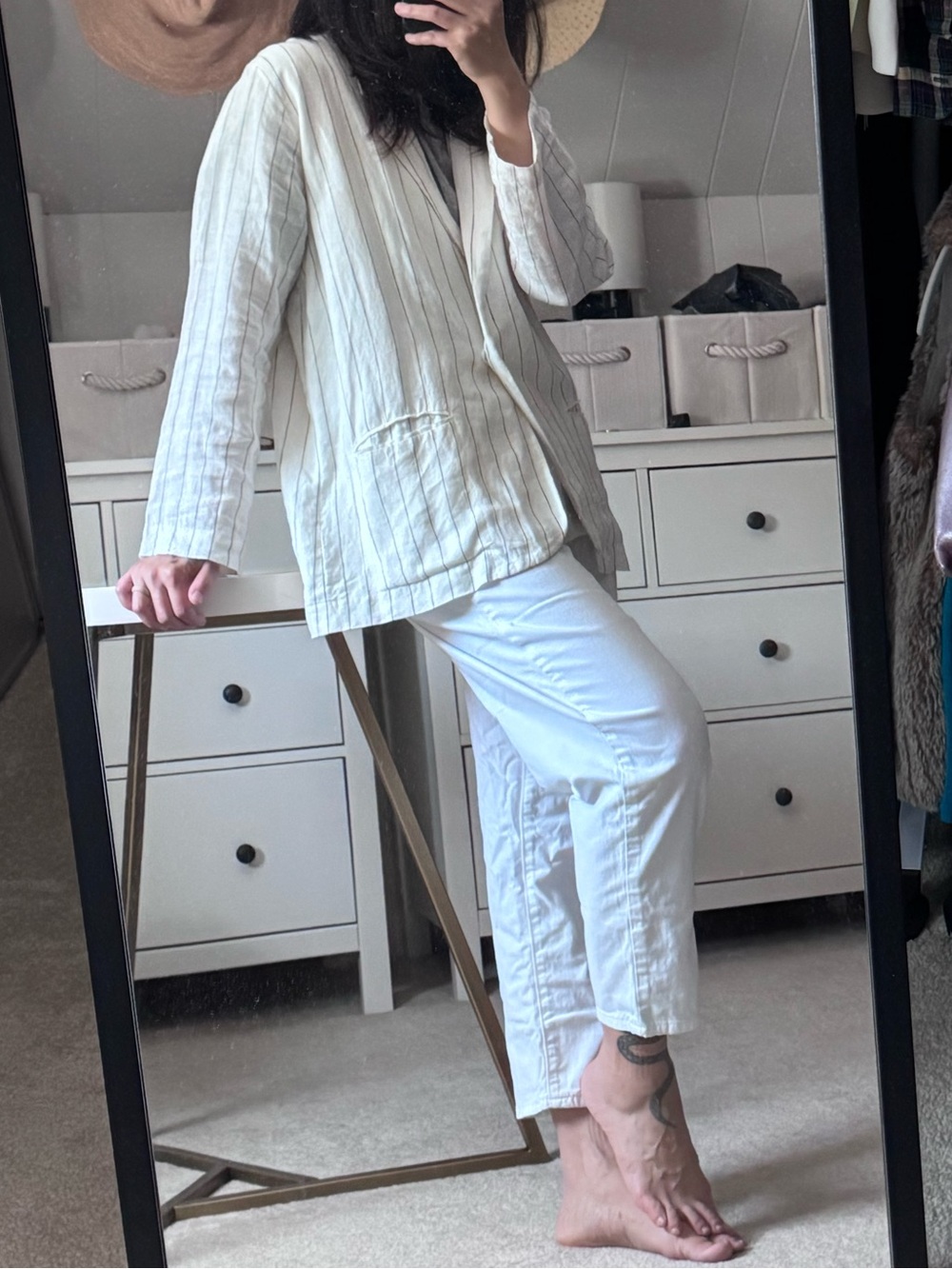 Linen pinstriped blazer